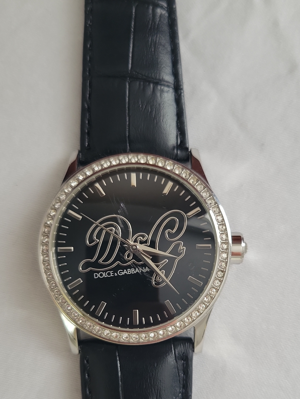 Dolce & Gabbana Black Dial Crystal Bezel Women's Watch